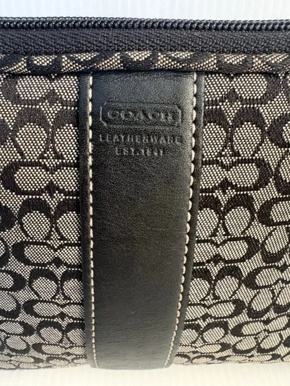 Authentic VINTAGE Coach Canvas Leather Monogram Makeup Bag